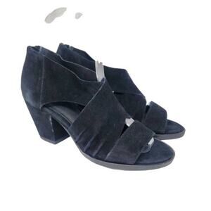 Eileen Fisher Strappy 3 Inch Block Heel Zipper Back Open Toe Heel Shoes Size 5.5